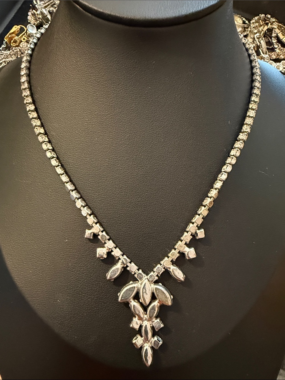 1 Coro & 1 Vintage Rhinestone silver Necklace ur choice both 14” & just over 14” - Picture 7 of 10